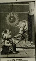An illustration from Die ihren Gott liebende Seele, vorgestellt in den Sinnbildern des Hermanni Hugonis über seine Pia desideria, und des Ottonis Vaenii, über die Liebe Gottes, mit neuen Kupffern und Versen, welche zielen auf das innere Christenthum, aus dem Frantzösischen ins Teutsche übersetzt (1743)