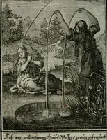 An illustration from Die ihren Gott liebende Seele, vorgestellt in den Sinnbildern des Hermanni Hugonis über seine Pia desideria, und des Ottonis Vaenii, über die Liebe Gottes, mit neuen Kupffern und Versen, welche zielen auf das innere Christenthum, aus dem Frantzösischen ins Teutsche übersetzt (1743)