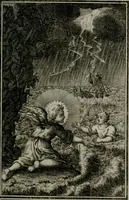 An illustration from Die ihren Gott liebende Seele, vorgestellt in den Sinnbildern des Hermanni Hugonis über seine Pia desideria, und des Ottonis Vaenii, über die Liebe Gottes, mit neuen Kupffern und Versen, welche zielen auf das innere Christenthum, aus dem Frantzösischen ins Teutsche übersetzt (1743)
