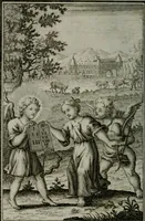 An illustration from Die ihren Gott liebende Seele, vorgestellt in den Sinnbildern des Hermanni Hugonis über seine Pia desideria, und des Ottonis Vaenii, über die Liebe Gottes, mit neuen Kupffern und Versen, welche zielen auf das innere Christenthum, aus dem Frantzösischen ins Teutsche übersetzt (1743)