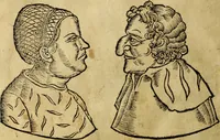 An illustration from Die Kunst der Chiromantzey : vsz Besehung der Hend. Physiognomey / vsz Anblick des Menschens. Natürlichen Astrologey noch dem Lauff der Soñen. Complexion eins yegklichen Menschens. Natürlichen Ynflüssz der Planeten. der zwolff Zeichen Angesychten. Ettliche Canones / zu Erkantnüsz der Menschen Kranckheiten / solicher weisz vormals nye beschriben oder gedruckt. Zusamen verordnet / vnd verteütscht durch ... (1523)