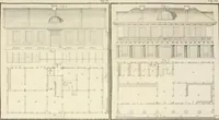 An illustration from Die ländliche und landwirthschaftliche Baukunst von Holz und Brettern : oder die Blockhäuser-Baukunst nach den Regeln der Architektur und Symmetrie systematisch bearbeitet und geordnet ... (1840)