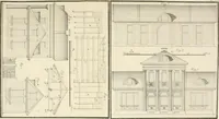 An illustration from Die ländliche und landwirthschaftliche Baukunst von Holz und Brettern : oder die Blockhäuser-Baukunst nach den Regeln der Architektur und Symmetrie systematisch bearbeitet und geordnet ... (1840)