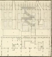 An illustration from Die ländliche und landwirthschaftliche Baukunst von Holz und Brettern : oder die Blockhäuser-Baukunst nach den Regeln der Architektur und Symmetrie systematisch bearbeitet und geordnet ... (1840)