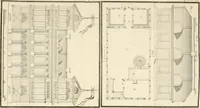 An illustration from Die ländliche und landwirthschaftliche Baukunst von Holz und Brettern : oder die Blockhäuser-Baukunst nach den Regeln der Architektur und Symmetrie systematisch bearbeitet und geordnet ... (1840)