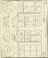 An illustration from Die Mappe des Bautischlers : oder, Ideen zu Thorwegen, Hausthüren, Doppelthüren, Vorsetzern, Stubenthüren, Gewölbethüren, Glasthüren, Bogen- und andern Fenstern, mit ihrem vergrössert dargestellten Grund- und Profilriss und dem beigefügten Maassstabe : zum Gebrauche für Architecten, Decorateurs, Baugewerken, Tischler, Glaser, Bildhauer und Freunde der Baukunst : mit besonderer Rücksicht auf leichte Ausführbarkeit der im Praktischen oft schwer zu hebenden Schwierigkeiten und auf die Anwendung bei alten, neu zu decorirenden Gebäuden : auch als Vorlegeblätter anwendbar (1832)