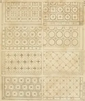 An illustration from Die Mappe des Bautischlers : oder, Ideen zu Thorwegen, Hausthüren, Doppelthüren, Vorsetzern, Stubenthüren, Gewölbethüren, Glasthüren, Bogen- und andern Fenstern, mit ihrem vergrössert dargestellten Grund- und Profilriss und dem beigefügten Maassstabe : zum Gebrauche für Architecten, Decorateurs, Baugewerken, Tischler, Glaser, Bildhauer und Freunde der Baukunst : mit besonderer Rücksicht auf leichte Ausführbarkeit der im Praktischen oft schwer zu hebenden Schwierigkeiten und auf die Anwendung bei alten, neu zu decorirenden Gebäuden : auch als Vorlegeblätter anwendbar (1832)