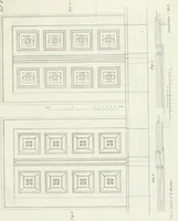 An illustration from Die Mappe des Bautischlers : oder, Ideen zu Thorwegen, Hausthüren, Doppelthüren, Vorsetzern, Stubenthüren, Gewölbethüren, Glasthüren, Bogen- und andern Fenstern, mit ihrem vergrössert dargestellten Grund- und Profilriss und dem beigefügten Maassstabe : zum Gebrauche für Architecten, Decorateurs, Baugewerken, Tischler, Glaser, Bildhauer und Freunde der Baukunst : mit besonderer Rücksicht auf leichte Ausführbarkeit der im Praktischen oft schwer zu hebenden Schwierigkeiten und auf die Anwendung bei alten, neu zu decorirenden Gebäuden : auch als Vorlegeblätter anwendbar (1832)