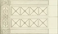 An illustration from Die Mappe des Bautischlers : oder, Ideen zu Thorwegen, Hausthüren, Doppelthüren, Vorsetzern, Stubenthüren, Gewölbethüren, Glasthüren, Bogen- und andern Fenstern, mit ihrem vergrössert dargestellten Grund- und Profilriss und dem beigefügten Maassstabe : zum Gebrauche für Architecten, Decorateurs, Baugewerken, Tischler, Glaser, Bildhauer und Freunde der Baukunst : mit besonderer Rücksicht auf leichte Ausführbarkeit der im Praktischen oft schwer zu hebenden Schwierigkeiten und auf die Anwendung bei alten, neu zu decorirenden Gebäuden : auch als Vorlegeblätter anwendbar (1832)