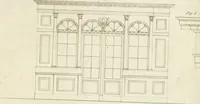 An illustration from Die Mappe des Bautischlers : oder, Ideen zu Thorwegen, Hausthüren, Doppelthüren, Vorsetzern, Stubenthüren, Gewölbethüren, Glasthüren, Bogen- und andern Fenstern, mit ihrem vergrössert dargestellten Grund- und Profilriss und dem beigefügten Maassstabe : zum Gebrauche für Architecten, Decorateurs, Baugewerken, Tischler, Glaser, Bildhauer und Freunde der Baukunst : mit besonderer Rücksicht auf leichte Ausführbarkeit der im Praktischen oft schwer zu hebenden Schwierigkeiten und auf die Anwendung bei alten, neu zu decorirenden Gebäuden : auch als Vorlegeblätter anwendbar (1832)