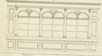 An illustration from Die Mappe des Bautischlers : oder, Ideen zu Thorwegen, Hausthüren, Doppelthüren, Vorsetzern, Stubenthüren, Gewölbethüren, Glasthüren, Bogen- und andern Fenstern, mit ihrem vergrössert dargestellten Grund- und Profilriss und dem beigefügten Maassstabe : zum Gebrauche für Architecten, Decorateurs, Baugewerken, Tischler, Glaser, Bildhauer und Freunde der Baukunst : mit besonderer Rücksicht auf leichte Ausführbarkeit der im Praktischen oft schwer zu hebenden Schwierigkeiten und auf die Anwendung bei alten, neu zu decorirenden Gebäuden : auch als Vorlegeblätter anwendbar (1832)