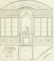 An illustration from Die Mappe des Bautischlers : oder, Ideen zu Thorwegen, Hausthüren, Doppelthüren, Vorsetzern, Stubenthüren, Gewölbethüren, Glasthüren, Bogen- und andern Fenstern, mit ihrem vergrössert dargestellten Grund- und Profilriss und dem beigefügten Maassstabe : zum Gebrauche für Architecten, Decorateurs, Baugewerken, Tischler, Glaser, Bildhauer und Freunde der Baukunst : mit besonderer Rücksicht auf leichte Ausführbarkeit der im Praktischen oft schwer zu hebenden Schwierigkeiten und auf die Anwendung bei alten, neu zu decorirenden Gebäuden : auch als Vorlegeblätter anwendbar (1832)