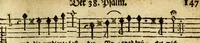 An illustration from Die mit teutschen Saiten überzogene, heilige Kron-Harffe, oder, Verfassung des gantzen Psalter Davids in teutsche Reim-Gebände : vermittelst sonderbarer darzu mit dem basso continuo, neu-verfertigter Kunst-Melodeyen ... (1680)