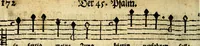 An illustration from Die mit teutschen Saiten überzogene, heilige Kron-Harffe, oder, Verfassung des gantzen Psalter Davids in teutsche Reim-Gebände : vermittelst sonderbarer darzu mit dem basso continuo, neu-verfertigter Kunst-Melodeyen ... (1680)
