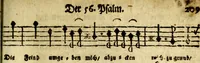 Picture 135 of 319 from Die mit teutschen Saiten überzogene, heilige Kron-Harffe, oder, Verfassung des gantzen Psalter Davids in teutsche Reim-Gebände : vermittelst sonderbarer darzu mit dem basso continuo, neu-verfertigter Kunst-Melodeyen ... (1680), leaf 332
