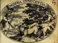 An illustration from Die mit teutschen Saiten überzogene, heilige Kron-Harffe, oder, Verfassung des gantzen Psalter Davids in teutsche Reim-Gebände : vermittelst sonderbarer darzu mit dem basso continuo, neu-verfertigter Kunst-Melodeyen ... (1680)