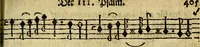 An illustration from Die mit teutschen Saiten überzogene, heilige Kron-Harffe, oder, Verfassung des gantzen Psalter Davids in teutsche Reim-Gebände : vermittelst sonderbarer darzu mit dem basso continuo, neu-verfertigter Kunst-Melodeyen ... (1680)