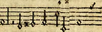 An illustration from Die mit teutschen Saiten überzogene, heilige Kron-Harffe, oder, Verfassung des gantzen Psalter Davids in teutsche Reim-Gebände : vermittelst sonderbarer darzu mit dem basso continuo, neu-verfertigter Kunst-Melodeyen ... (1680)