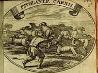 An illustration from Die mit teutschen Saiten überzogene, heilige Kron-Harffe, oder, Verfassung des gantzen Psalter Davids in teutsche Reim-Gebände : vermittelst sonderbarer darzu mit dem basso continuo, neu-verfertigter Kunst-Melodeyen ... (1680)