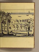 An illustration from Die neuntzehende Schiffarth, inhaltendt, Fünff Schiffarthen Samuel Brauns Burgers vnd Wund Artzt zu Basel, so er vor kurtzen Jahren in vnterschiedliche frembde Königreich vnd Landschafften glücklich gethan, nemlich, in Africam vnd dessen Provincien Congo, Bansa Loanga, Angola, Guinea, Morenland, Bennin, Amboisa, vnd zu dem festen Castell Nassaw in More. : Item gen Alexandriam in Syrien, in Portugall, Hispanien, Italien, wie auch vnterschiedliche Insulen, als da seynd die Canarien, Madera, Cales Males, Malta, Candia, Sicilein, Sardegna, Corfu, vnd andere mehr, biss zu seiner Widerkunfft in Hollandt (1626)