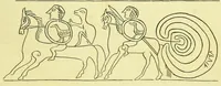 An illustration from Die nordische herkunft der Trojasage bezeugt durch den krug von Tragliatella : eine dritthalbtausendjährige urkunde : Nachtrag zu den Trojaburgen Nordeuropas (1893)