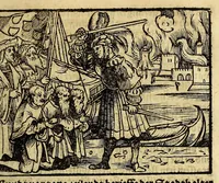 An illustration from Die ritterliche vnnd lobwirdige Reyss, des gestrengen vnd vber all ander weit erfarne Ritter, vnnd Landtfahrer, Herrn Ludovico Vartomans von Bolonia, sagend von den Landen Egypto, Syria, von beiden Arabia, Persia, India, vnd Ethiopia . (1548)