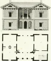 An illustration from Die schöne Landbaukunst, oder, Neue Ideen und Vorschriften zu Landgebäuden, Landhäusern und Oekonomie-Gebäuden im gefälligen : Ideen zu Gebäuden für öffentliche und Privatbelustigungen, ingleichen zu Gebäuden im ernsthaftern aber edlen Style, in Grundrissen, Aufrissen und Durchschnitten (1798)