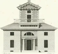 An illustration from Die schöne Landbaukunst, oder, Neue Ideen und Vorschriften zu Landgebäuden, Landhäusern und Oekonomie-Gebäuden im gefälligen : Ideen zu Gebäuden für öffentliche und Privatbelustigungen, ingleichen zu Gebäuden im ernsthaftern aber edlen Style, in Grundrissen, Aufrissen und Durchschnitten (1798)