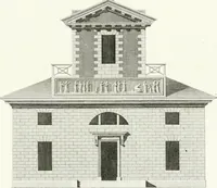 An illustration from Die schöne Landbaukunst, oder, Neue Ideen und Vorschriften zu Landgebäuden, Landhäusern und Oekonomie-Gebäuden im gefälligen : Ideen zu Gebäuden für öffentliche und Privatbelustigungen, ingleichen zu Gebäuden im ernsthaftern aber edlen Style, in Grundrissen, Aufrissen und Durchschnitten (1798)
