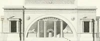 An illustration from Die schöne Landbaukunst, oder, Neue Ideen und Vorschriften zu Landgebäuden, Landhäusern und Oekonomie-Gebäuden im gefälligen : Ideen zu Gebäuden für öffentliche und Privatbelustigungen, ingleichen zu Gebäuden im ernsthaftern aber edlen Style, in Grundrissen, Aufrissen und Durchschnitten (1798)