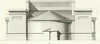 An illustration from Die schöne Landbaukunst, oder, Neue Ideen und Vorschriften zu Landgebäuden, Landhäusern und Oekonomie-Gebäuden im gefälligen : Ideen zu Gebäuden für öffentliche und Privatbelustigungen, ingleichen zu Gebäuden im ernsthaftern aber edlen Style, in Grundrissen, Aufrissen und Durchschnitten (1798)