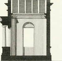 An illustration from Die schöne Landbaukunst, oder, Neue Ideen und Vorschriften zu Landgebäuden, Landhäusern und Oekonomie-Gebäuden im gefälligen : Ideen zu Gebäuden für öffentliche und Privatbelustigungen, ingleichen zu Gebäuden im ernsthaftern aber edlen Style, in Grundrissen, Aufrissen und Durchschnitten (1798)