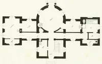 Picture 24 of 26 from Die schöne Landbaukunst, oder, Neue Ideen und Vorschriften zu Landgebäuden, Landhäusern und Oekonomie-Gebäuden im gefälligen : Ideen zu Gebäuden für öffentliche und Privatbelustigungen, ingleichen zu Gebäuden im ernsthaftern aber edlen Style, in Grundrissen, Aufrissen und Durchschnitten (1798), leaf 54