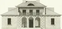 An illustration from Die schöne Landbaukunst, oder, Neue Ideen und Vorschriften zu Landgebäuden, Landhäusern und Oekonomie-Gebäuden im gefälligen : Ideen zu Gebäuden für öffentliche und Privatbelustigungen, ingleichen zu Gebäuden im ernsthaftern aber edlen Style, in Grundrissen, Aufrissen und Durchschnitten (1798)