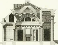 An illustration from Die schöne Landbaukunst, oder, Neue Ideen und Vorschriften zu Landgebäuden, Landhäusern und Oekonomie-Gebäuden im gefälligen : Ideen zu Gebäuden für öffentliche und Privatbelustigungen, ingleichen zu Gebäuden im ernsthaftern aber edlen Style, in Grundrissen, Aufrissen und Durchschnitten (1798)