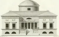 An illustration from Die schöne Landbaukunst, oder, Neue Ideen und Vorschriften zu Landgebäuden, Landhäusern und Oekonomie-Gebäuden im gefälligen : Ideen zu Gebäuden für öffentliche und Privatbelustigungen, ingleichen zu Gebäuden im ernsthaftern aber edlen Style, in Grundrissen, Aufrissen und Durchschnitten (1798)