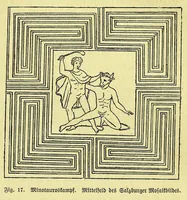 Picture 11 of 25 from Die Trojaburgen Nordeuropas : ihr Zusammenhang mit der indogermanischen Trojasage von der entführten und gefangenen Sonnenfrau (Syrith, Brunhild, Ariadne, Helena) : den Trojaspielen, Schwert- und Labyrinthtänzen zur Feier ihrer Lenzbefreiung (1893), leaf 111