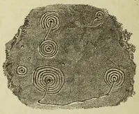 An illustration from Die Trojaburgen Nordeuropas : ihr Zusammenhang mit der indogermanischen Trojasage von der entführten und gefangenen Sonnenfrau (Syrith, Brunhild, Ariadne, Helena) : den Trojaspielen, Schwert- und Labyrinthtänzen zur Feier ihrer Lenzbefreiung (1893)