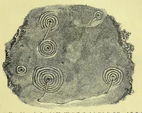 An illustration from Die Trojaburgen Nordeuropas : ihr Zusammenhang mit der indogermanischen Trojasage von der entführten und gefangenen Sonnenfrau (Syrith, Brunhild, Ariadne, Helena) : den Trojaspielen, Schwert- und Labyrinthtänzen zur Feier ihrer Lenzbefreiung (1893)