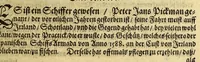 An illustration from Die vier vnd zwantzigste Schiffahrt, in welcher mit wahren Vmbständen beschrieben wird, erstlich Die denckwürdige Reyse nach Ost Indien, S. Wilhelm Issbrands Bontekuhe von Horn: vorgenommen den 28. Decemb. 1618. vnd vollbracht den 16. Novemb. 1625. : Demnach: eine andere Reyse, durch den Commandeur Türck Alberts Raven, nach Spitzbergen, im Jahr 1639. verrichtet. In welchen vnterschiedlich viel merckwürdige Händel vnd Fälle gründlich erzehlet werden. Beneben darzu nothwendigen Kupfferstücken. (1648)