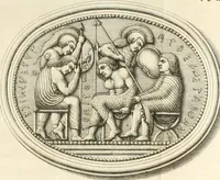 An illustration from Difesa dell' alfabeto degli antichi Toscani pubblicato nel MDCCXXXVII dall' autore del Museo etrusco : disapprovato dall' illustrissimo sig. marchese Scipione Maffei nel tomo V. delle sue Osservazioni letterarie, date in luce in Verona : con tavole e figure (1742)