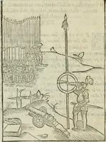 An illustration from Del modo di misvrare : le distantie, le superficie, i corpi, le piante, le prouincie, le prospettiue, & tutte le altre cose terrene, che possono occurrere a gli huomini, secondo le vere regole d'Euclide, & de gli altri piu lodati scrittori (1589)