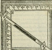 An illustration from Del modo di misvrare : le distantie, le superficie, i corpi, le piante, le prouincie, le prospettiue, & tutte le altre cose terrene, che possono occurrere a gli huomini, secondo le vere regole d'Euclide, & de gli altri piu lodati scrittori (1589)