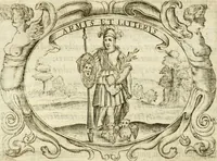 An illustration from D. Ioannis de Solorzano Pereira ... Emblemata centum, regio politica : ligneis laminis affabre caelata, vividisque et limitatis carminibus explicata, & singularibus commentarijs affatim illustrata : quibus, quicquid ad regum institutionem, et rectam reip. administrationem conducere & pertinere videtur, summo studio disseritur ... : cum quadruplici indice absolutissimo .. (1653)