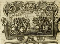 An illustration from D. Ioannis de Solorzano Pereira ... Emblemata centum, regio politica : ligneis laminis affabre caelata, vividisque et limitatis carminibus explicata, & singularibus commentarijs affatim illustrata : quibus, quicquid ad regum institutionem, et rectam reip. administrationem conducere & pertinere videtur, summo studio disseritur ... : cum quadruplici indice absolutissimo .. (1653)