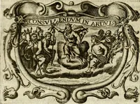 An illustration from D. Ioannis de Solorzano Pereira ... Emblemata centum, regio politica : ligneis laminis affabre caelata, vividisque et limitatis carminibus explicata, & singularibus commentarijs affatim illustrata : quibus, quicquid ad regum institutionem, et rectam reip. administrationem conducere & pertinere videtur, summo studio disseritur ... : cum quadruplici indice absolutissimo .. (1653)