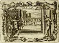 An illustration from D. Ioannis de Solorzano Pereira ... Emblemata centum, regio politica : ligneis laminis affabre caelata, vividisque et limitatis carminibus explicata, & singularibus commentarijs affatim illustrata : quibus, quicquid ad regum institutionem, et rectam reip. administrationem conducere & pertinere videtur, summo studio disseritur ... : cum quadruplici indice absolutissimo .. (1653)