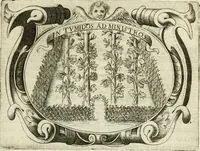 An illustration from D. Ioannis de Solorzano Pereira ... Emblemata centum, regio politica : ligneis laminis affabre caelata, vividisque et limitatis carminibus explicata, & singularibus commentarijs affatim illustrata : quibus, quicquid ad regum institutionem, et rectam reip. administrationem conducere & pertinere videtur, summo studio disseritur ... : cum quadruplici indice absolutissimo .. (1653)