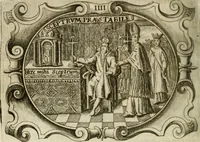 An illustration from D. Ioannis de Solorzano Pereira ... Emblemata centum, regio politica : Aeneis laminis affabre caelata, vividisque, et limatis carminibus explicita, & singularibus commentariis affatim illutrata : quibus, quicquid ad regum institutionem, et rectam reip. administrationem conducere, & pertinere videtur, summo studio disseritur ... cùm quadruplici indice absolutissimo ... (1653)