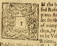 An illustration from A directory for the publique worship of God throughout the three kingdomes of England, Scotland, and Ireland : together with an ordinance of Parliament for the taking away of the Book of common-prayer and for establishing and observing of this present directory throughout the kingdome of England and dominion of Wales : with propositions concerning church-government and ordination of ministers (1651)